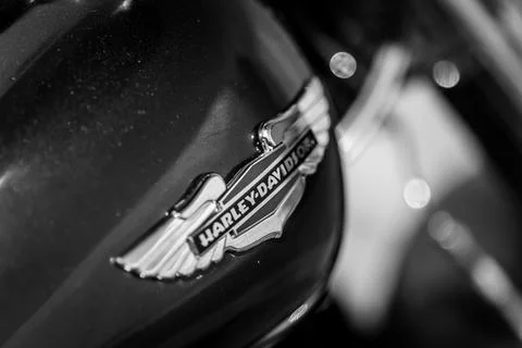 Shallow depth of field (selective focus) details with the Harley Davidson l.. Stock Photos