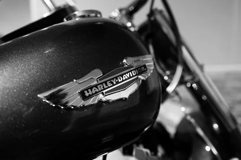 Shallow depth of field (selective focus) details with the Harley Davidson l.. Foto stock