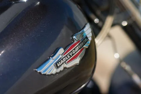 Shallow depth of field (selective focus) details with the Harley Davidson l.. Stock Photos
