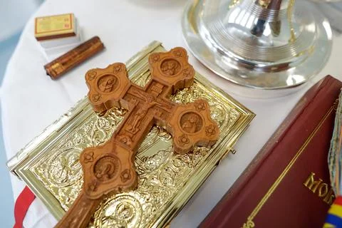 Shallow depth of field (selective focus) image with Christian Orthodox item.. Foto stock