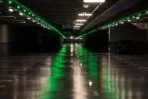 Shallow depth of field (selective focus) image with an empty underground pa.. Stock Photos