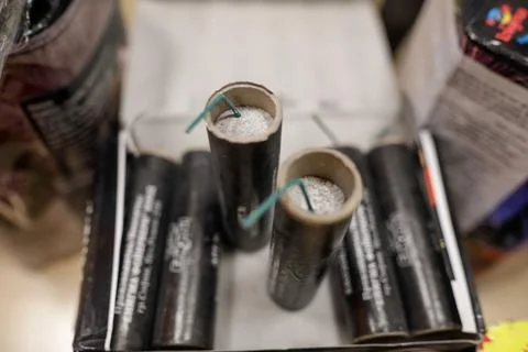 Shallow depth of field (selective focus) details with dangerous firecracker.. Stock Photos