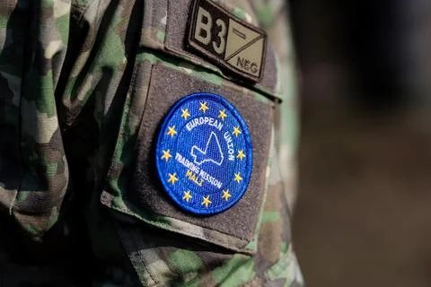 Shallow depth of field (selective focus) details with European Union Traini.. Foto stock