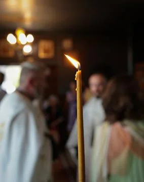 Shallow depth of field (selective focus) details with a candle inside an or.. Stock Photos