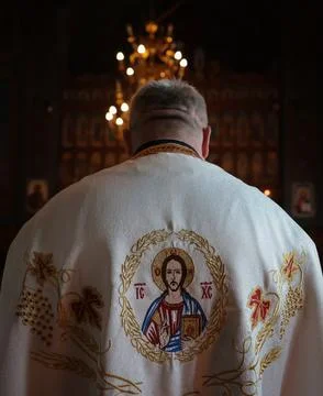 Shallow depth of field (selective focus) details with an orthodox priest in.. Stock Photos