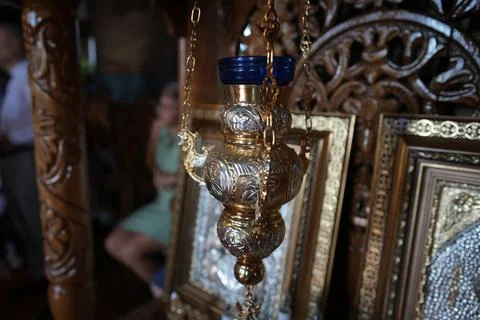 Shallow depth of field (selective focus) details from a orthodox church Stock Photos