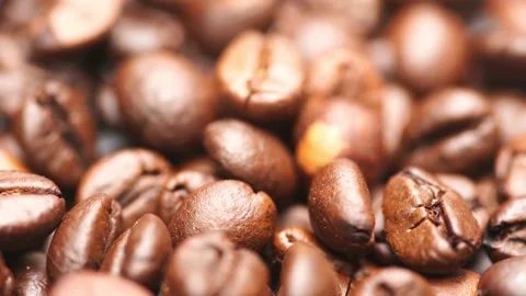 Shallow depth of field shot of Dark Coffee beans Video stock 137088224