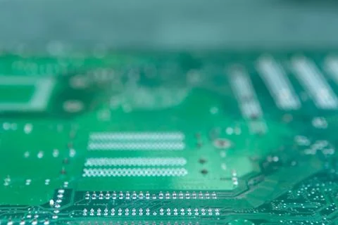 Shallow DOF Back View of a Computer Motherboard Chip Stock Photos