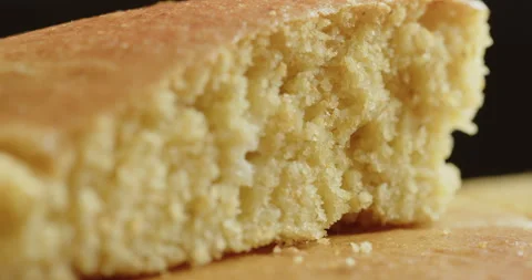 Shallow DOF baked structure of cornbread 4K video Stock Footage 251678468