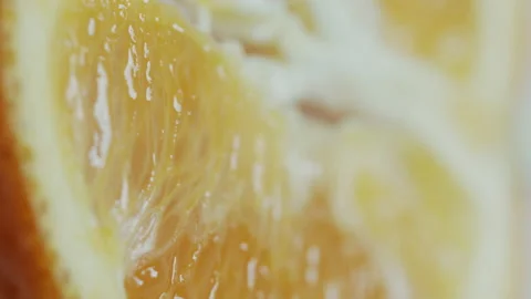 Shallow DOF soft focus pulling over juicy orange 4K video Stock Footage 171175188