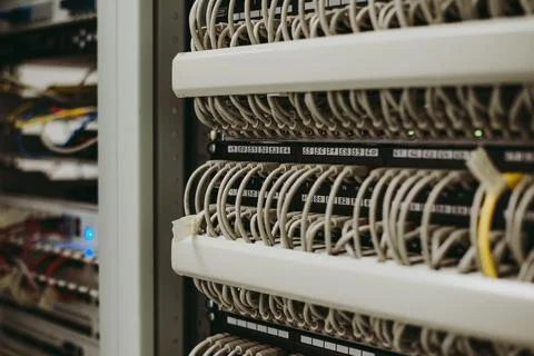 Shallow focus of a structured cabling network Stock Photos