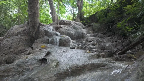 Shallow Forest Stream Running Over Rocky Steps In Thailand Vídeos de archivo 339083411