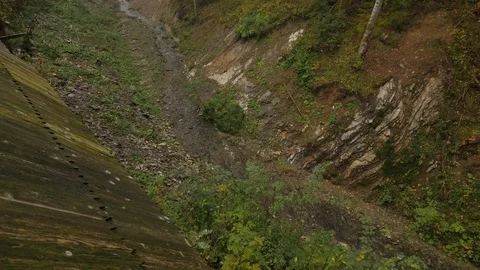 Shallow Gully From Top of Protective Wall Stronghold in a Middle of Dense Stock Footage 71633263