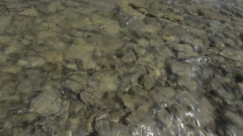 Shallow mountain San river flow sunny day. Bieszczady, Carpathians, Poland Stock Footage 65035788