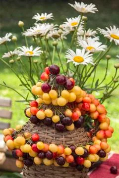 Shallow multicolored cherry. Stock Photos