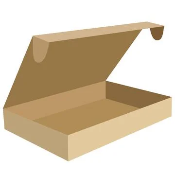 Shallow rectangular box with a hinged lid that is open, isolated object on a  Stock Illustration