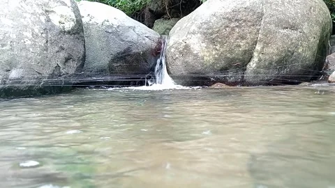 Shallow River Flow Over Stones Calm Natural Water Texture Stock Footage 330566893