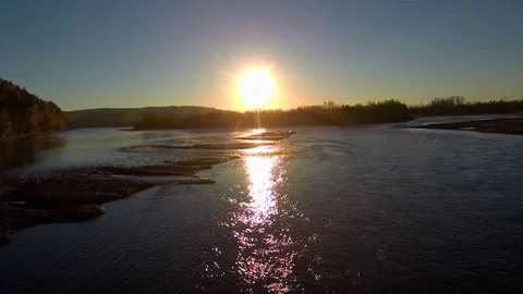 Shallow river at sunrise Stock Footage 103509446