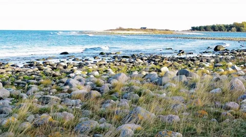 Shallow shore with calm waves Stock Footage 56724379