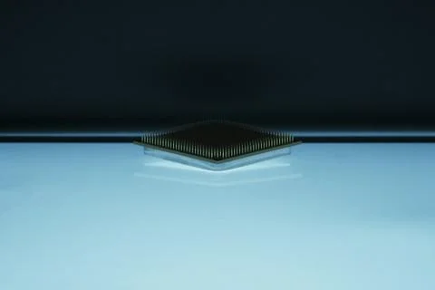 Shallow symmetrical aligned CPU core in various graduations of light and shad Foto stock