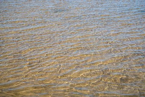 Shallow water with light waves on the beach as texture or background Stock Photos