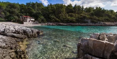 Shallow waters of Zavalatica Bay Stock Photos