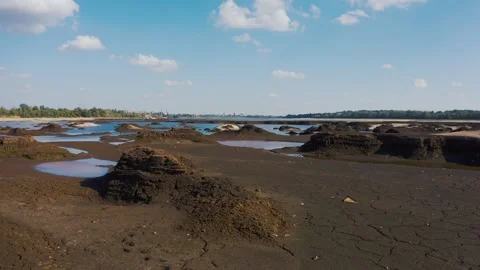 Shallowing of the Dnipro river, Ukraine Stock Footage 248065671