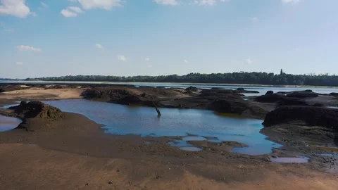 Shallowing of the Dnipro river, Ukraine Stock Footage 248067960