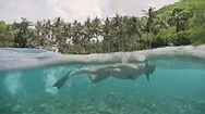 Shalow Water Reef Snorkeling Indonesia Girl Asia Underwater Slowmotion Stock Footage