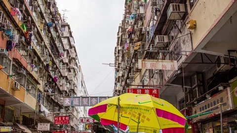 Sham Shui Po, Hong Kong, 01 June 2017 -: Time lapse of city in Hong Kong Stock Footage