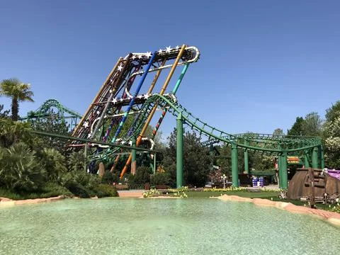 Shaman and Sequoia Magic Loop roller coaster Stock Photos