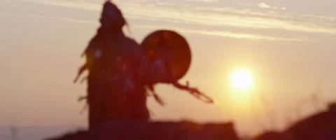 Shaman casts a spell on the sun 6 Stock Footage 50582104
