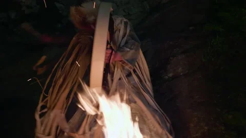 Shaman dance with fire Stock Footage 167622570