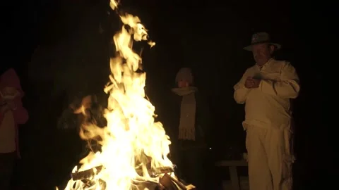 Shaman Man Doing Kambo and ayahuasca Ceremony Stock Footage 151475659