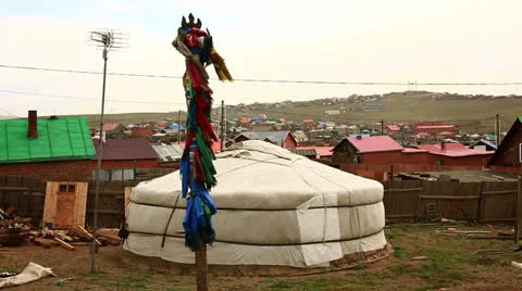 Shaman Pole at Mongolian Ger Video stock 32423089
