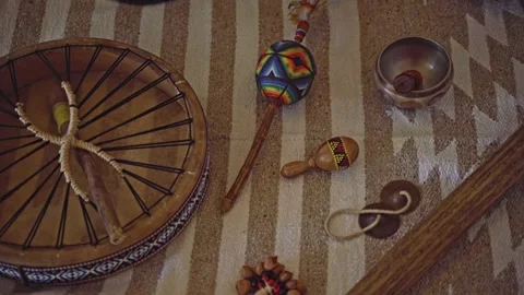 Shamanic attributes for ritual on floor Stock Footage 231114949