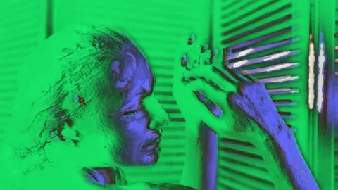 Shamanic dance under the influence of psychedelic substances in an altered Stock Footage 223499024