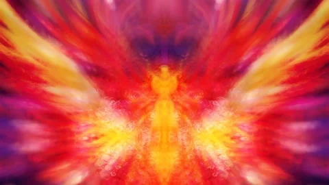 Shamanic extatic vision theme with phoenic wings. Loop Animation Stock Footage 231157060