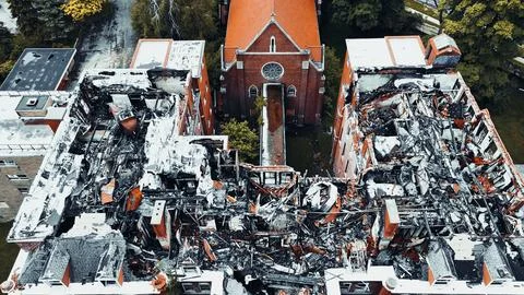 Shambles After a Fire - St. Anthonys Convent - Syracuse, NY 库存照片