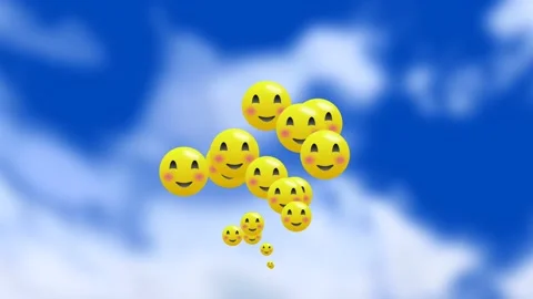 Shame emoji in sky Stock Footage 197530497