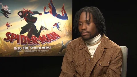 Shameik Moore is interviewed for 'Spider-Man: Into the Spider-Verse' movie- 2018 Video stock 102363454