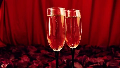 Сhampagne glasses on celebration table. Stock Footage 85582902