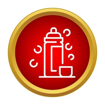 Shampoo bottle with bubbles in red circle icon Stock Illustration