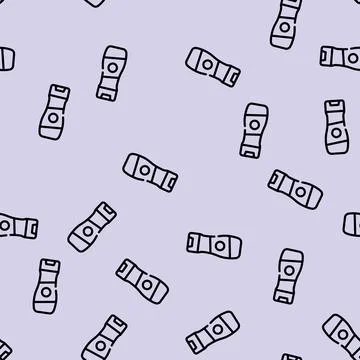 Shampoo bottle for cat line vector seamless pattern Illustrazione stock