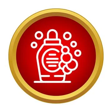 Shampoo bottle with flowing bubbles icon design Stock Illustration