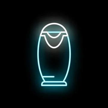 Shampoo bottle neon light glowing on dark background Stock Illustration