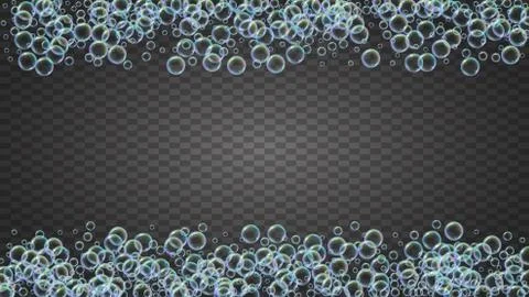 Shampoo bubble. Detergent bath foam, suds and soap for bathtub. Stock Illustration