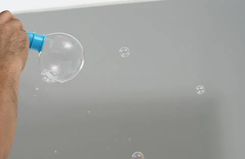 Shampoo bubbles floating like flying in the air by wind blow Stock Photos