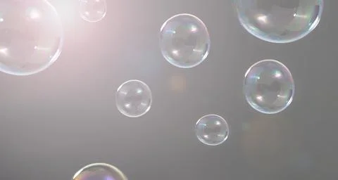 Shampoo bubbles floating like flying in the air by wind blow Stock Photos
