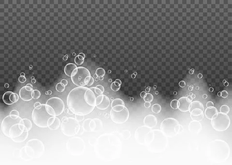 Shampoo bubbles texture isolated on transparent background. Illustrazione stock